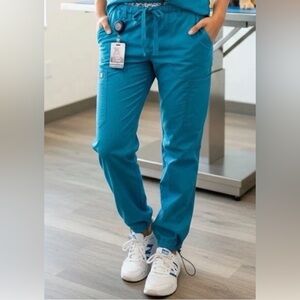 Y2K Scrubs Koi Lindsey Cargo Pants Regular Teal Blue Dental Cargo Joggers XS